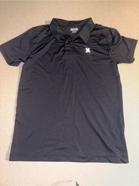 Hurley boys size 10/12 short sleeve polo shirt black